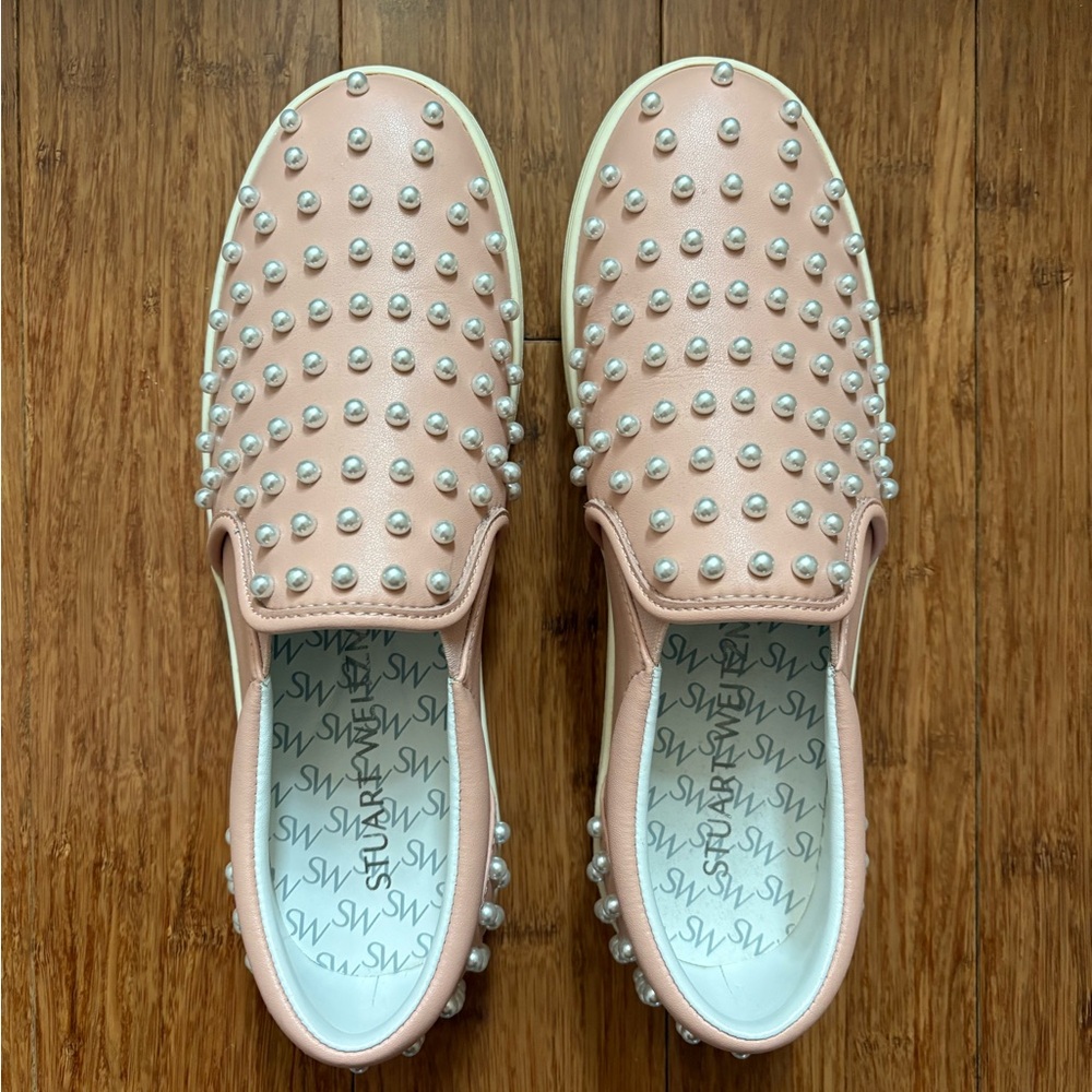 Stuart Weitzman Pink Pearl Slip On Sneakers